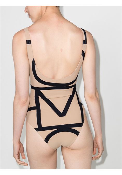 Beige monogram-print swimsuit Toteme - women TOTEME | 213842795910