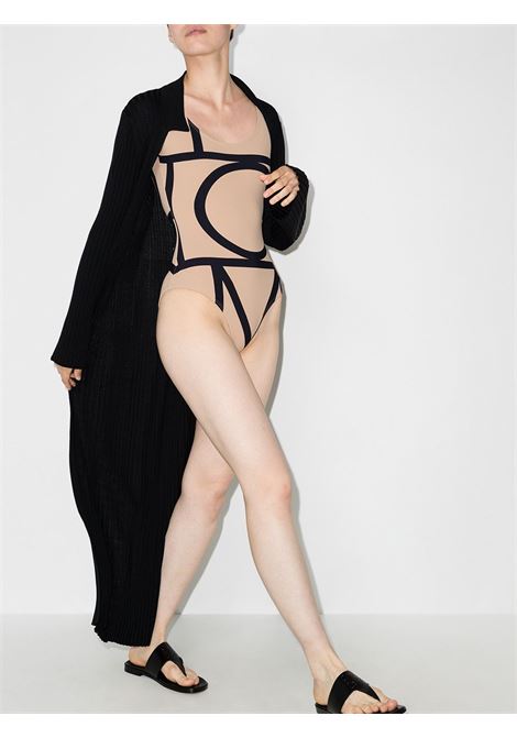 Beige monogram-print swimsuit Toteme - women TOTEME | 213842795910