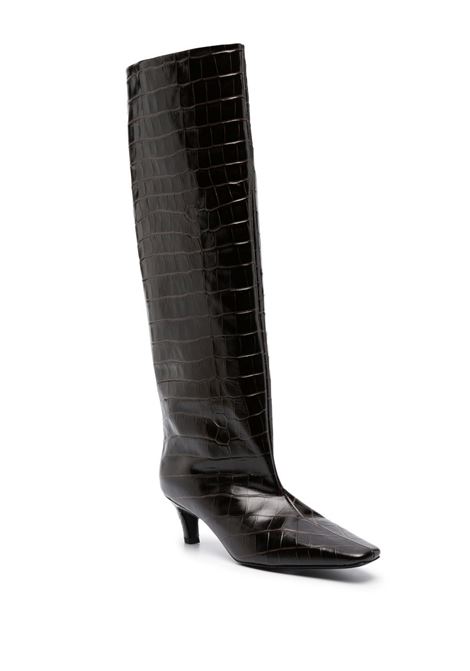 Brown crocodile-embossed knee-high boots Toteme - women  TOTEME | 231913847892