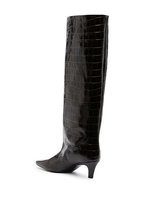 Brown crocodile-embossed knee-high boots Toteme - women  TOTEME | 231913847892