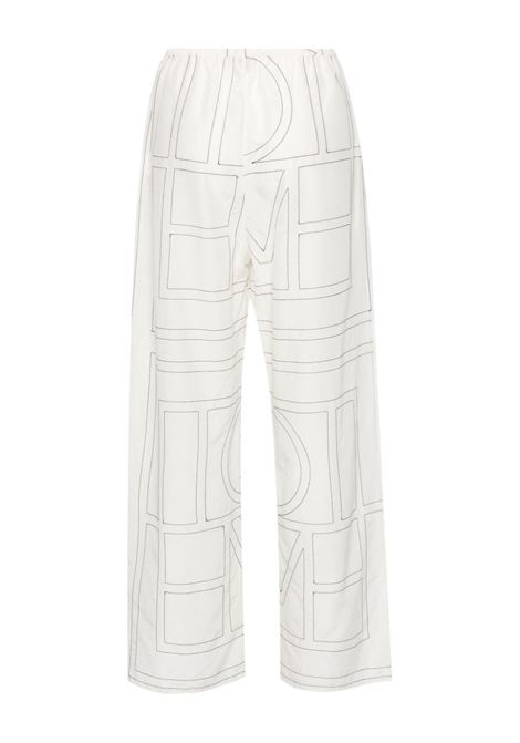 White monogram silk straight-leg trousers Toteme - women TOTEME | 243WRB1092FB0239200
