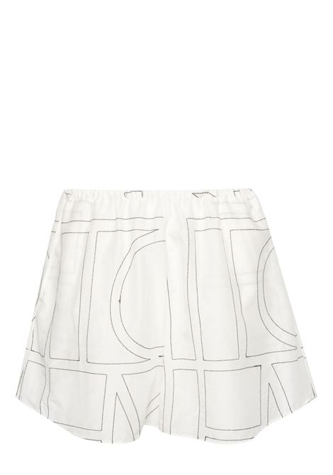 White monogram-embroidered pyjama shorts Toteme - women TOTEME | 243WRB1141FB0239200