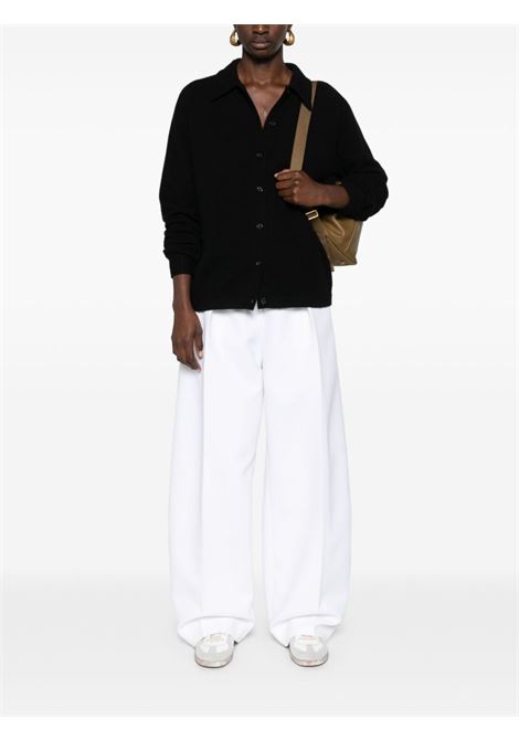 Black shirt-collar cashmere cardigan Toteme - women  TOTEME | 243WRT0347YA0016001