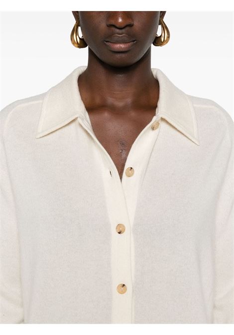 Beige shirt-collar cashmere cardigan Toteme - women  TOTEME | 243WRT0347YA0016187