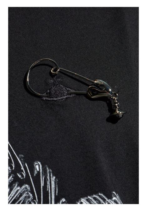 T-shirt con applicazione in nero di Vivienne Westwood - uomo VIVIENNE WESTWOOD | 3G010029J001MN401