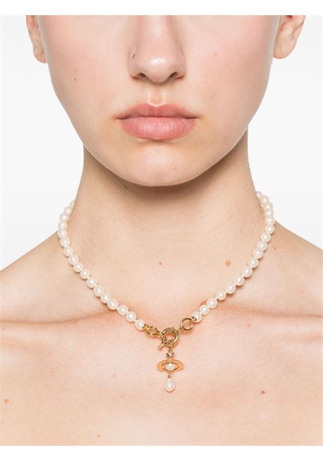 Ivory and gold Aleksa necklace Vivienne Westwood - women VIVIENNE WESTWOOD | 6301011102R496CNR496