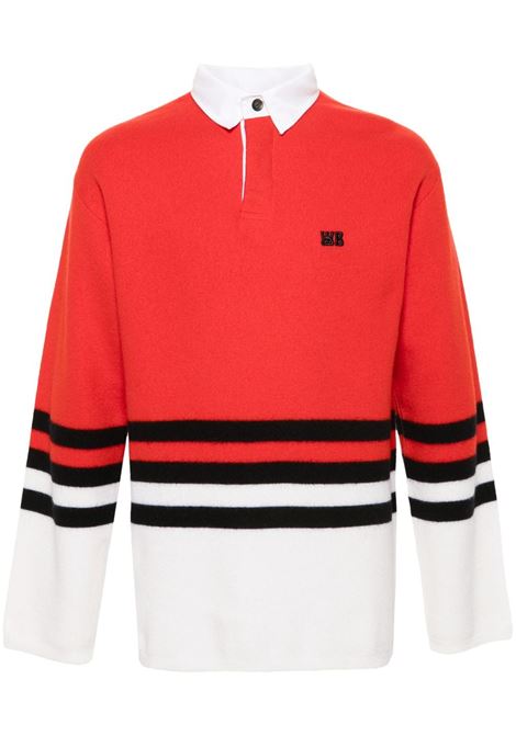 Maglione con colletto stile polo cypher in bianco , rosso e nero Wales bonner - unisex