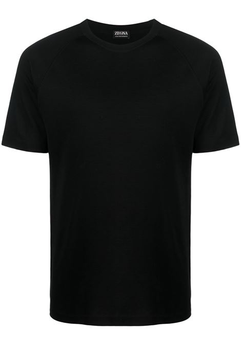 Black short-sleeve wool T-shirt Zegna 