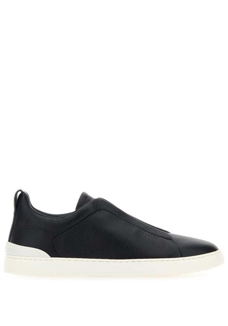 Black panelled leather slip-on sneakers Zegna - men