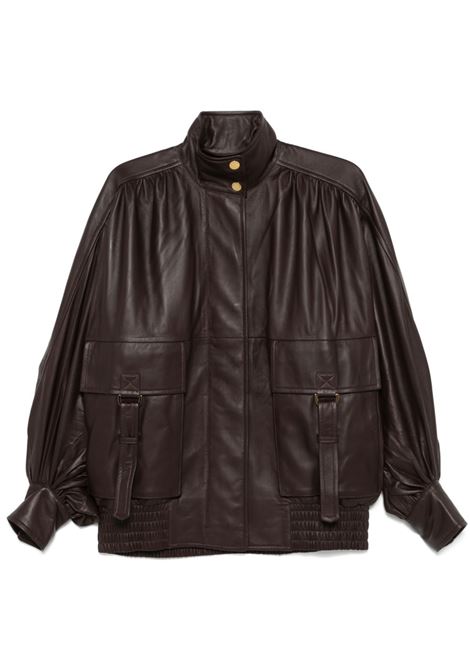 Brown leather Illustration jacket Zimmermann - women