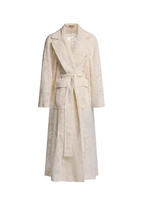 Ecru wool embroidered tulle coat Elie Saab - women ELIE SAAB | C0010NF24TU010W0001