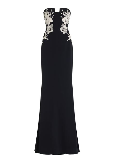 Abito da sera con ricami floreali in nero Elie Saab - donna