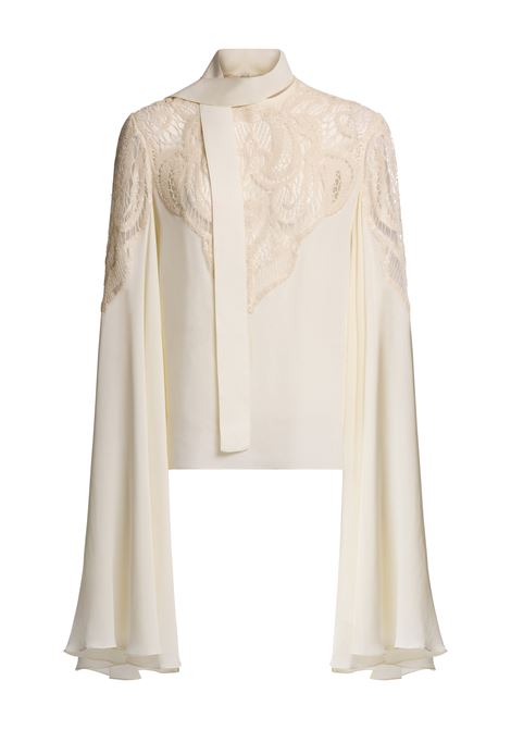 Blusa a maniche lunghe con ricami in bianco Elie Sab - donna