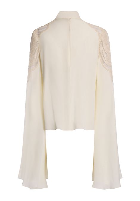 Blusa a maniche lunghe con ricami in bianco Elie Sab - donna ELIE SAAB | SH063NF24YA022W0001