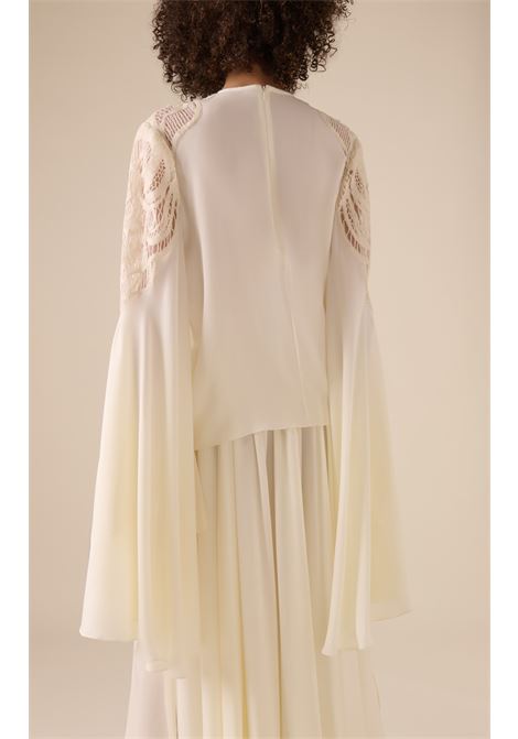 White embroidered georgette lace blouse Elie Saab - women ELIE SAAB | SH063NF24YA022W0001