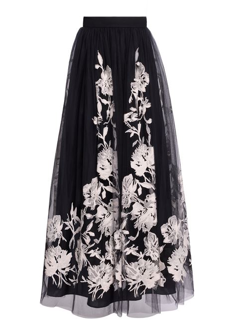 Black tulle embroidered midi skirt Elie Saab - women ELIE SAAB | SK047NF24TU009BK001