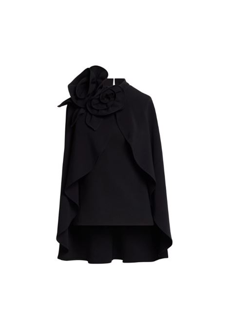 Black flower embellished cape blouse Elie Saab - women