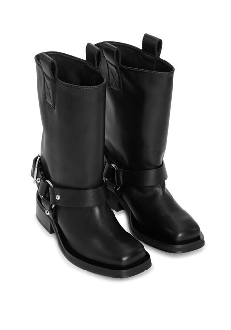 Black buckle-strap biker boots - women GANNI | S2275099