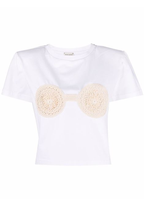 T-shirt con dettagli all'uncinetto in bianco - donna MAGDA BUTRYM | 108321WHT
