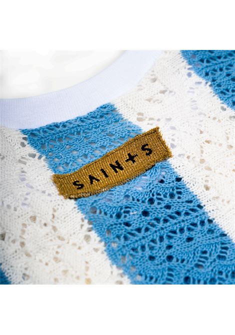 T-shirt a righe con design crochet in bianco e celeste Saints x Divincenzo - unisex SAINTS X DIVINCENZO | ARG10MLT