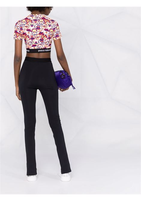 Multicolored floral-print logo-trim cropped top - women  RABANNE | 22PJTO002VI0234V214