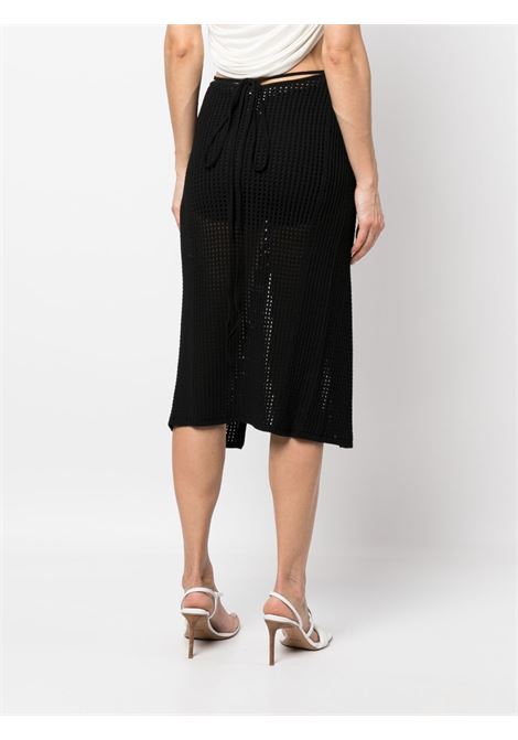 Black slit-open crochet midi skirt - women ANDREADAMO | ADPS23SK06947268004