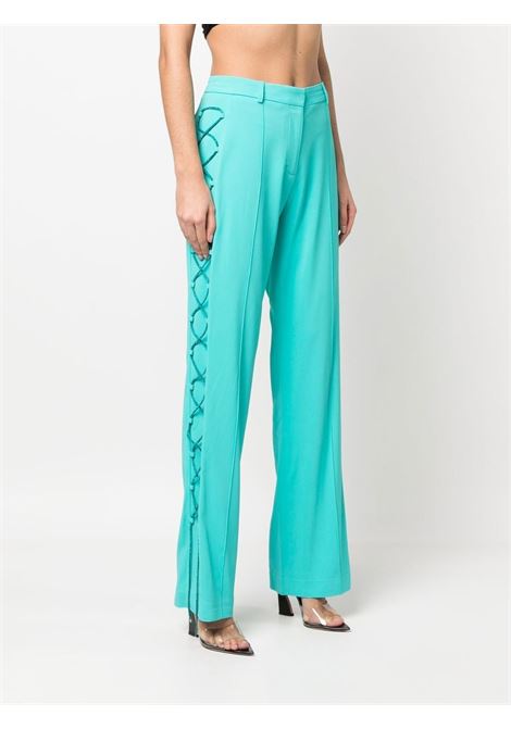 Blue lace-up detail straight-leg trousers - women GIUSEPPE DI MORABITO | PS23065PA22455