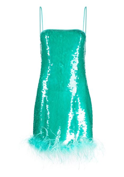 Light blue feather-trim sequinned minidress - women GIUSEPPE DI MORABITO | PS23288DRP22755