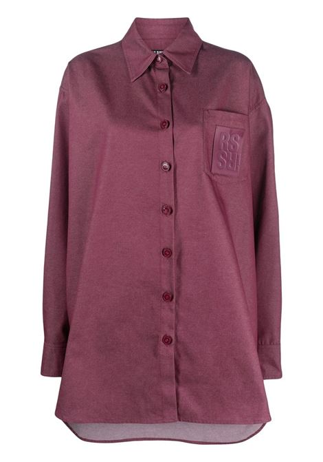 Purple logo-patch oversized shirt - women RAF SIMONS | 231W244150010051