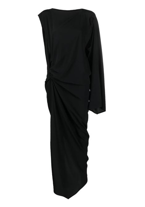 Black asymmetric-design gathered-detail dress - women RICK OWENS | RO01C5580CC09