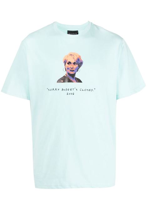 T-shirt con stampa grafica in celeste - unisex THROWBACK | DVTBUDGETCIELO