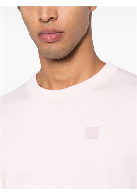 Pink logo-appliqu? fine-knit sweatshirt - unisex ACNE STUDIOS FACE | CI0140AD4