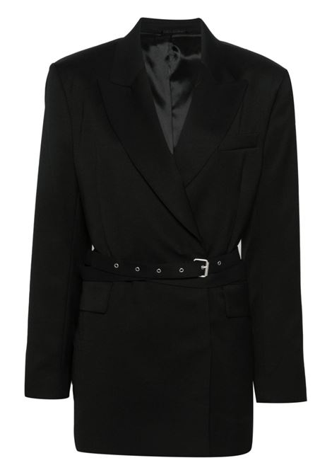 Blazer doppiopetto con cintura in nero - donna ACNE STUDIOS | AH0287900