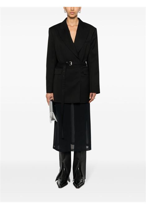 Blazer doppiopetto con cintura in nero - donna ACNE STUDIOS | AH0287900