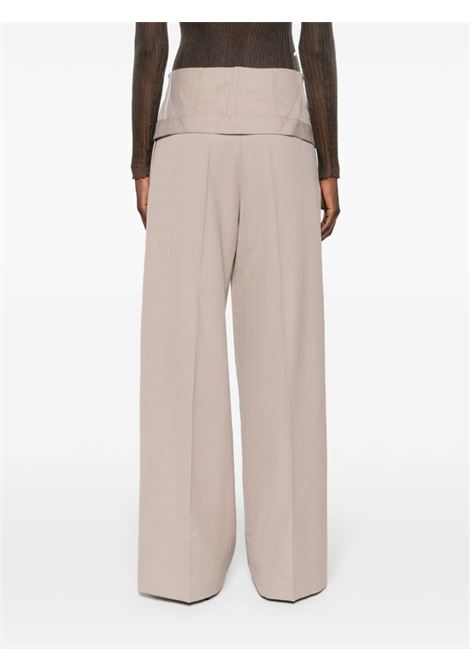 Pantaloni a gamba larga con vita pieghevole in beige - donna ACNE STUDIOS | AK0793AE5