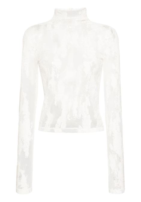 Top in pizzo a collo alto in bianco - donna ACNE STUDIOS | AL0398AEG