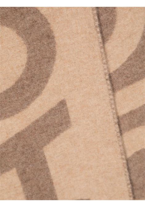 Brown logo-jacquard frayed rectangle scarf - unisex ACNE STUDIOS | CA0154640
