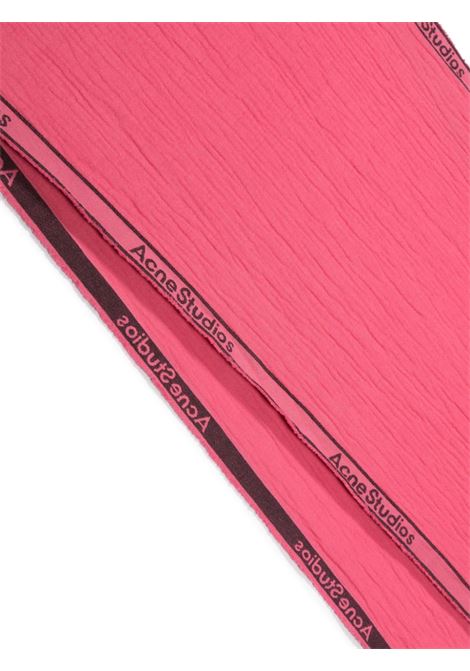 Pink jacquard-logo seersucker scarf - unisex ACNE STUDIOS | CA0315415