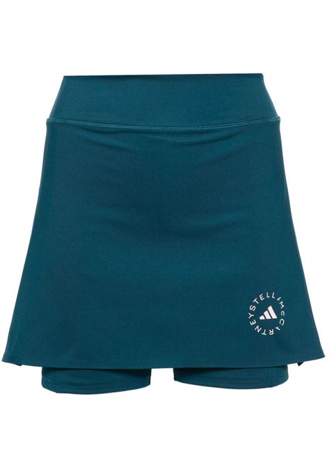 Blue logo-print shorts - women