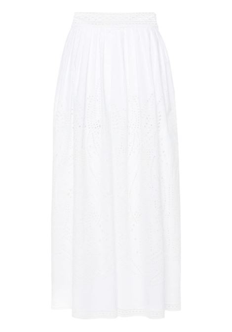 White embroided poplin midi skirt - women ALBERTA FERRETTI | A011801390001