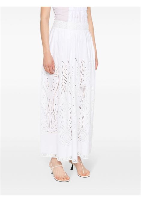 White embroided poplin midi skirt - women ALBERTA FERRETTI | A011801390001