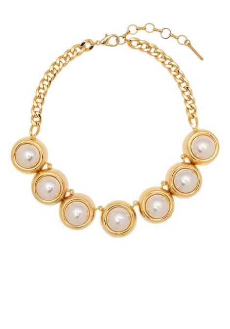 Gold faux-pearl curb-chain necklace - women ALESSANDRA RICH | FABA3109J03020002