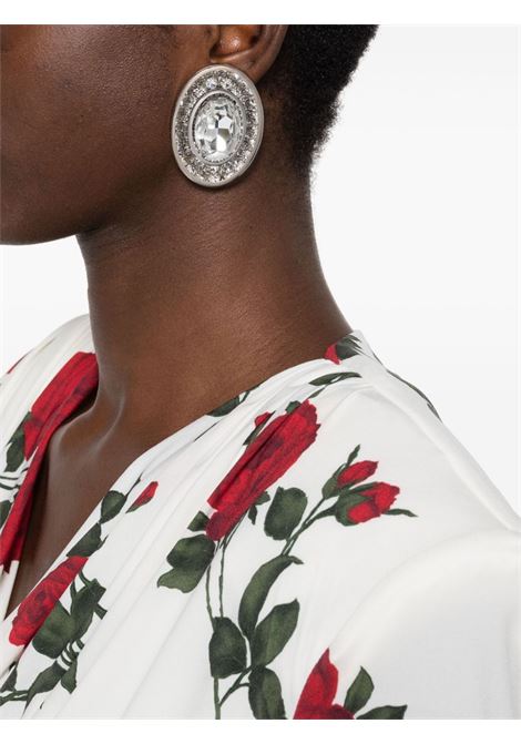 Silver oval-shape crystal earrings - women ALESSANDRA RICH | FABA3135J00240001