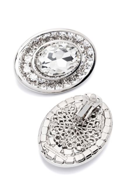 Silver oval-shape crystal earrings - women ALESSANDRA RICH | FABA3135J00240001