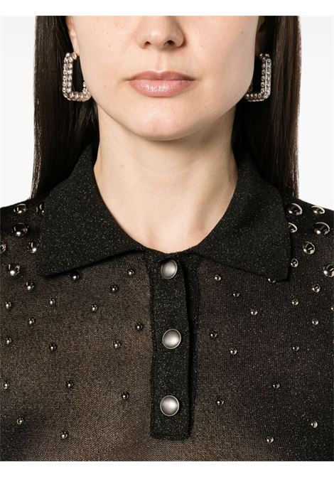 Black lurex studded polo top - women ALESSANDRA RICH | FABX3691K42602500
