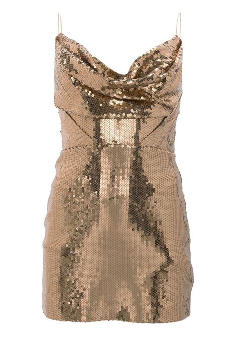 Gold sequinned draped mini dress Alex Perry - women ALEX PERRY | D1301SS24GLD