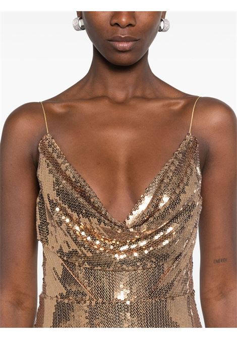 Gold sequinned draped mini dress Alex Perry - women ALEX PERRY | D1301SS24GLD