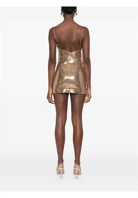 Gold sequinned draped mini dress Alex Perry - women ALEX PERRY | D1301SS24GLD