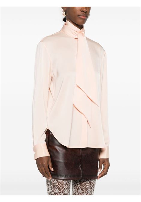 Peach rose long-sleeve satin shirt - women ALEX PERRY | T0191RE24PCH