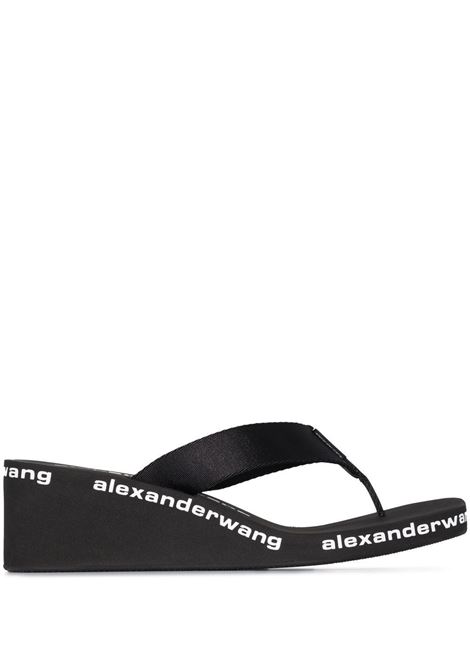 Black logo-print wedge slides - women ALEXANDER WANG | 30321S019001